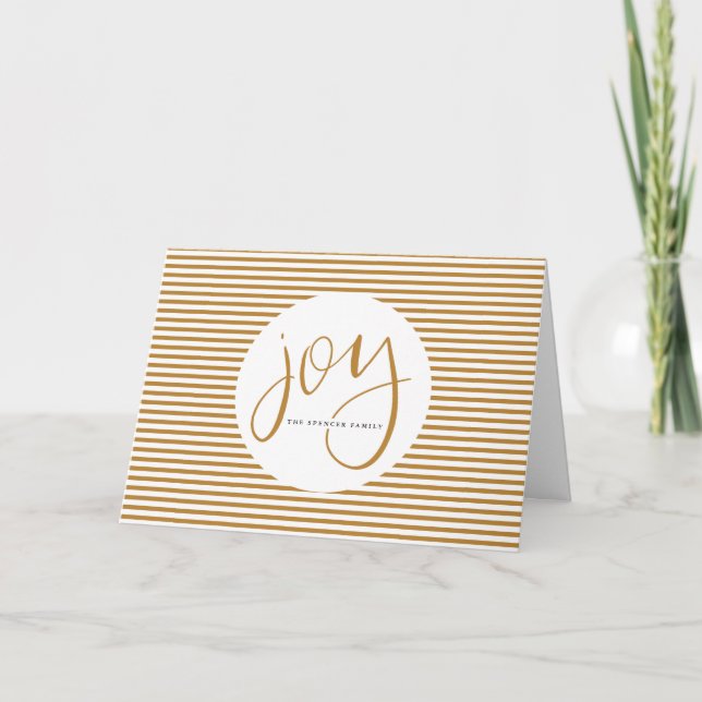 Tarjeta Festiva Alegría con cartas de mano con carta de oro (Anverso)