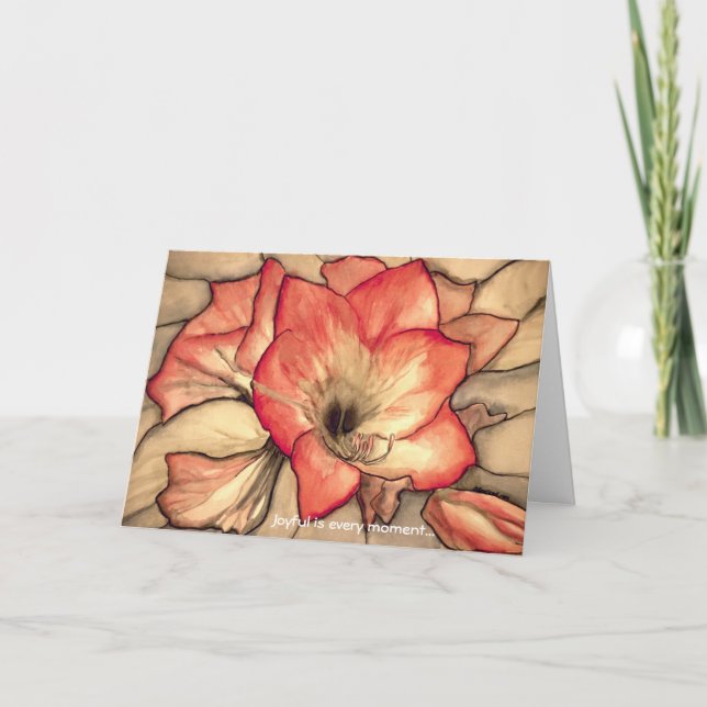 Tarjeta Festiva Alegría de Amarylis de Ana Haaland (Anverso)