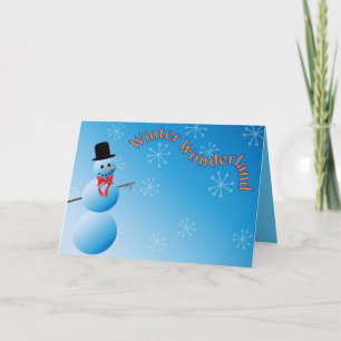 Tarjeta Festiva Alegría de la temporada de invierno Muñeco de niev