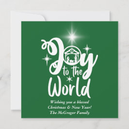 Tarjeta Festiva Alegría de los navidades por el mundo verde y blan