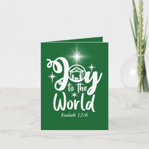 Tarjeta Festiva Alegría de los navidades por el mundo verde y blan