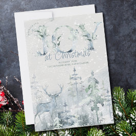 Tarjeta Festiva Alegría de los Navidades Snowy Winter Forest y Sta