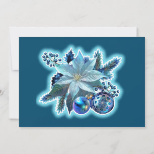 Tarjeta Festiva Alegría de Poinsettia Azul