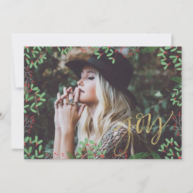 Tarjeta Festiva Alegría Falso Script Dorado (Anverso)