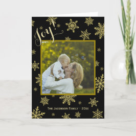 Tarjeta Festiva Alegría Festive Snowflakes Black and Gold No Espec
