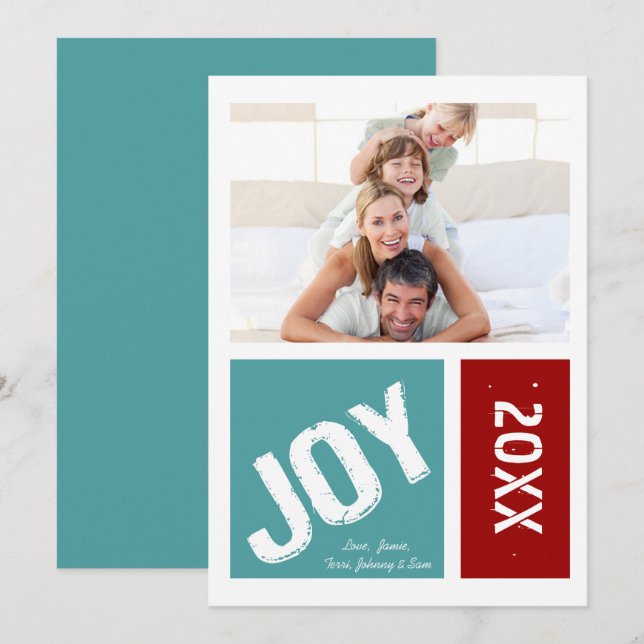 Tarjeta Festiva Alegría moderna simple: tus Navidades de fotos (Anverso / Reverso)