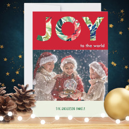 Tarjeta Festiva Alegría Navideña Brillante Para El Mundo Feliz Nav