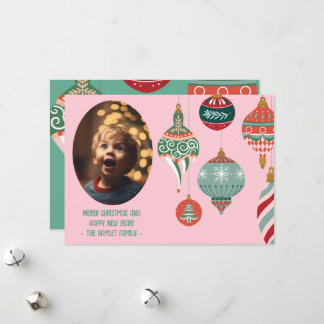Tarjeta Festiva Alegría Navideña Colorida Rosa