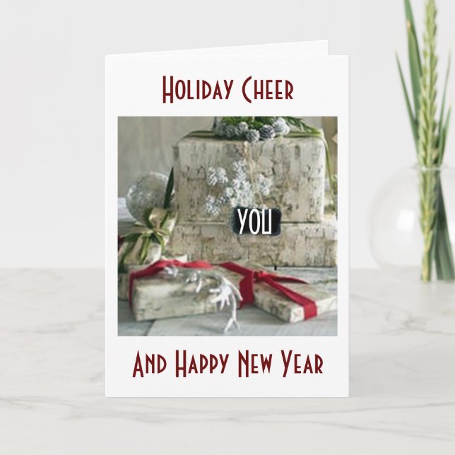 TARJETA FESTIVA ALEGRÍA NAVIDEÑA/FELIZ AÑO NUEVO-REGALOS GALOUR (Anverso)