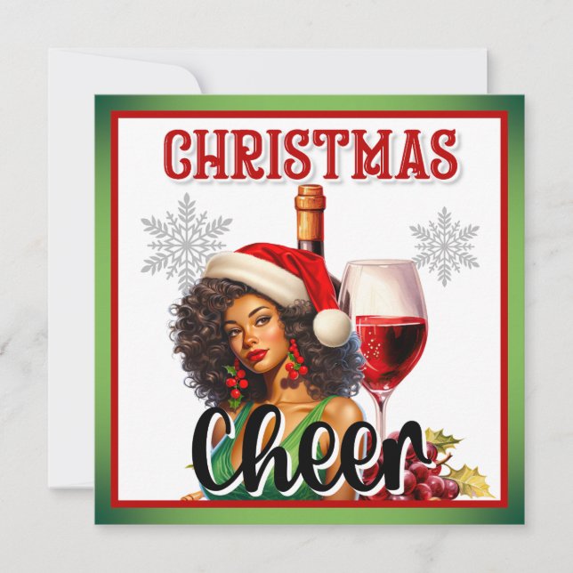 Tarjeta Festiva Alegría Navideña Retro Pinup (Anverso)
