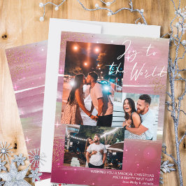 Tarjeta Festiva Alegría nocturna estrellada al Collage de fotos ro