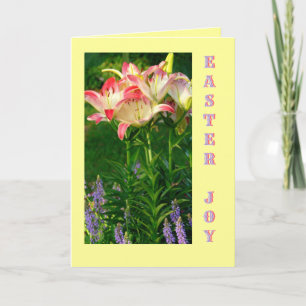 TARJETA FESTIVA ALEGRÍA ORIENTAL/ LILIAS ROJAS Y BLANCAS/CUSTOMIZA
