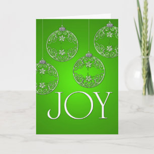 Tarjeta Festiva Alegría Ornamentos en verde esmeralda elegante