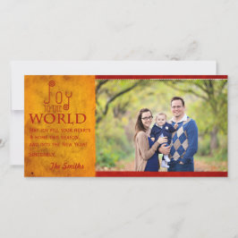 Tarjeta Festiva Alegría para el Mundo Vacaciones 8x4 Carmesí y Dor