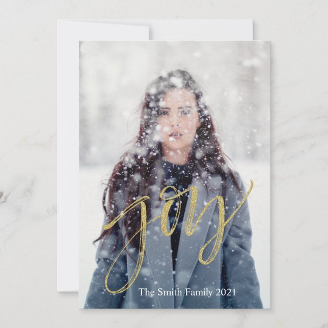 Tarjeta Festiva Alegría personalizable guión dorado falso (Anverso)