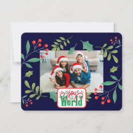 Tarjeta Festiva Alegría por la Berry de Holly Mundial (agrega tus 