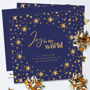 Tarjeta Festiva Alegría por las elegantes estrellas azules y de or