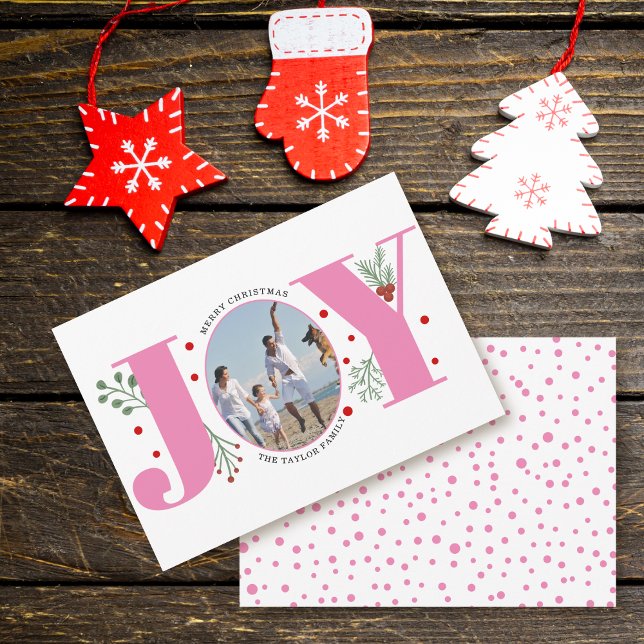 Tarjeta Festiva Alegría rosa con Navidades de bayas (Subido por el creador)