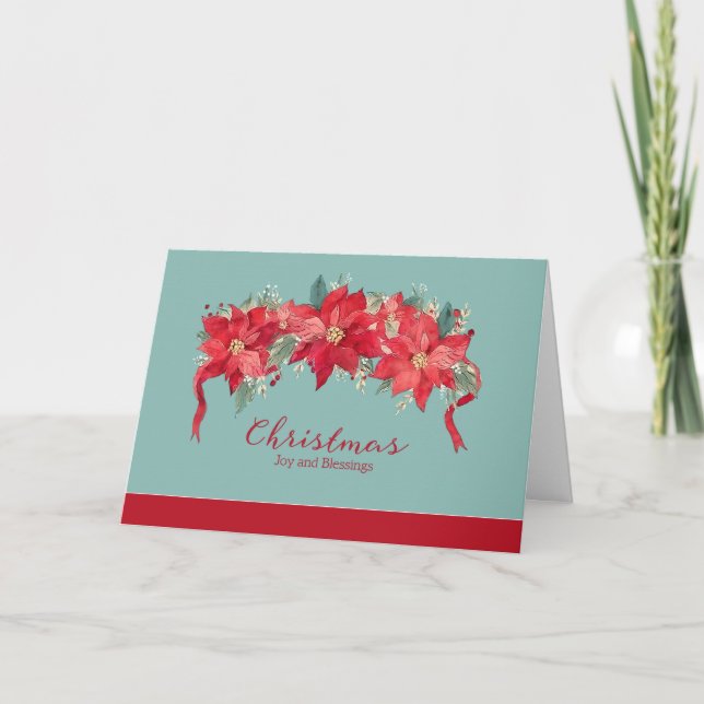 Tarjeta Festiva Alegría y bendiciones a los Navidades, religiosos (Anverso)