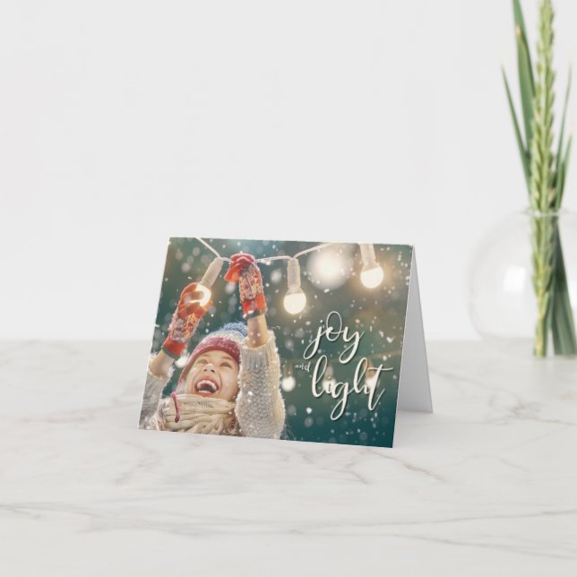 Tarjeta Festiva Alegría y luz, luces colgantes Chicas (Anverso)
