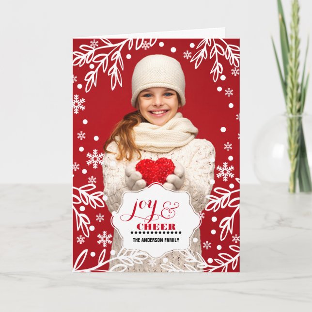 Tarjeta Festiva Alegría y Salud. Foto de Navidades personalizados (Anverso)