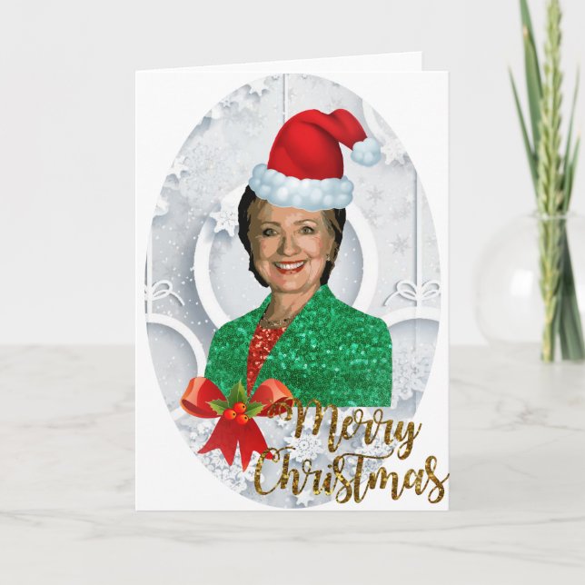 Tarjeta Festiva alegry xmas Hillary clinton (Anverso)
