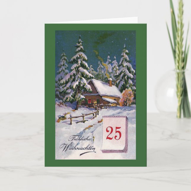 Tarjeta Festiva Alemán de época "Frohliche Weihnachten" (Anverso)