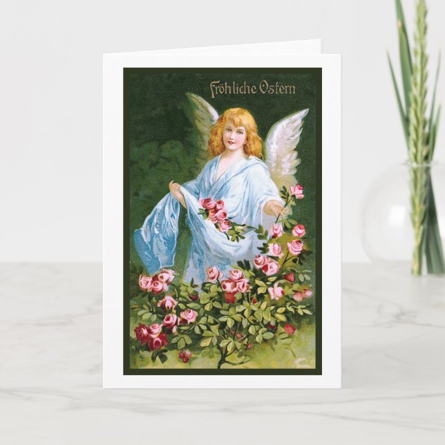 Tarjeta Festiva Alemán del vintage de "Frohliche Ostern" (Anverso)