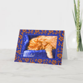 Tarjeta Festiva ¡ALEMÁN Hallo! Naranja Tabby Cat Blank