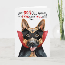 Tarjeta Festiva Alemán Pastor Dog Funny Count DOGcula Halloween