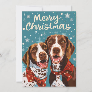 Tarjeta Festiva Alemán Shorthal Pointer Merry Christmas