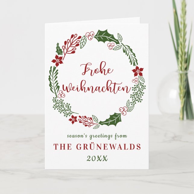 Tarjeta Festiva Alemania, Feliz Navidad, Personalizado (Anverso)