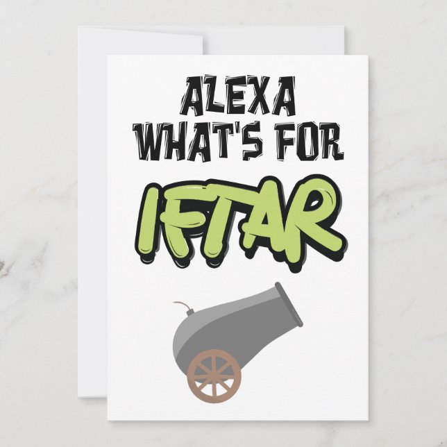 Tarjeta Festiva Alexa Qué es para Iftar Ramadan Meme Divertido  (Anverso)