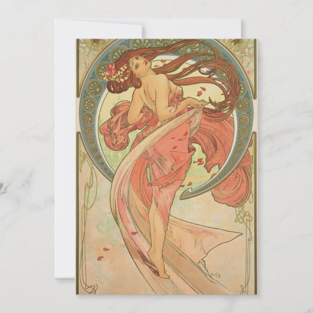 Tarjeta Festiva Alfonso Mucha - danza (Anverso)