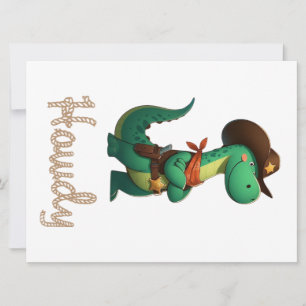 Tarjeta Festiva Alguacil/vaquero de dinosaurio