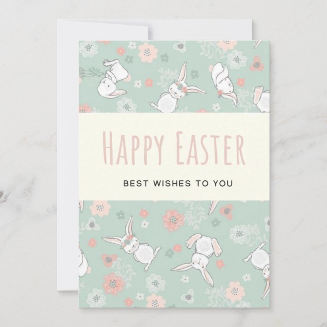 Tarjeta Festiva Alguno Conejito Amarte Letra Foto Feliz Pascua  (Anverso)