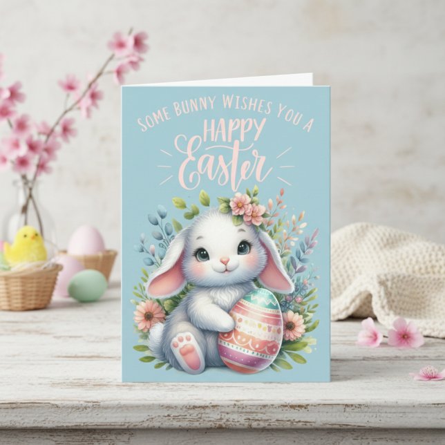 Tarjeta Festiva Algunos Bunny Te Desean Un Feliz Personalizado De  (Some Bunny Wishes You A Happy Easter Custom Holiday Card)