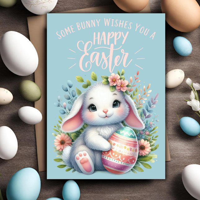 Tarjeta Festiva Algunos Bunny Te Desean Un Feliz Personalizado De  (Some Bunny Wishes You A Happy Easter Custom Holiday Card)