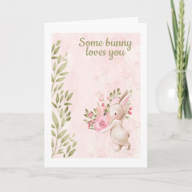 Tarjeta Festiva Algunos conejitos te aman a ti Día de San Valentín (Anverso)