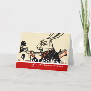 Tarjeta Festiva Alice Conejo Blanco Clásico País de las Maravillas