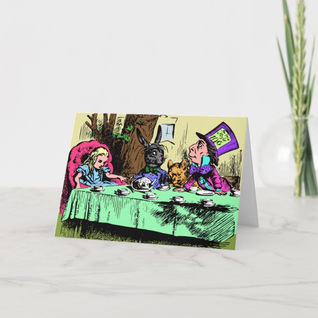 Tarjeta Festiva Alice in Wonderland Tea Party Greeting Card (Anverso)