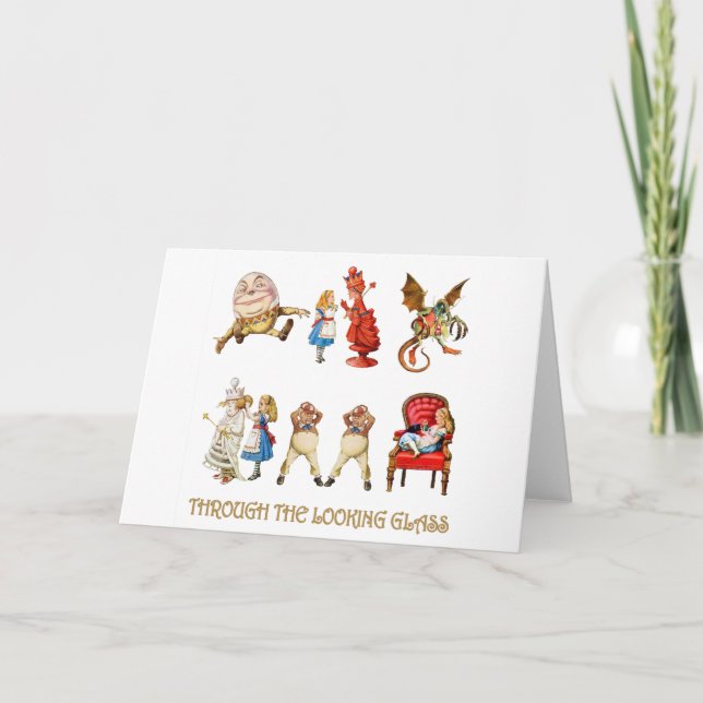 TARJETA FESTIVA ALICIA A TRAVÉS DEL ESPEJO (Anverso)