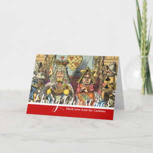 Tarjeta Festiva Alicia en personajes del gato de Cheshire en el pa