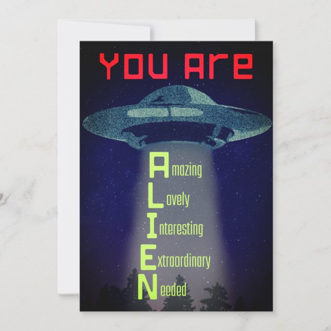 Tarjeta Festiva Alien Greetings (Anverso)
