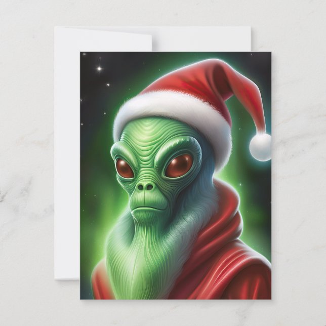Tarjeta Festiva Alien Santa Claus (Anverso)