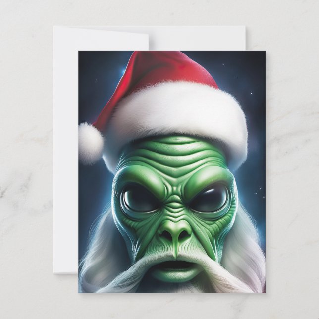 Tarjeta Festiva Alien Santa Claus (Anverso)