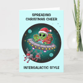 Tarjeta Festiva Alien Santa en Navidades de OVNI