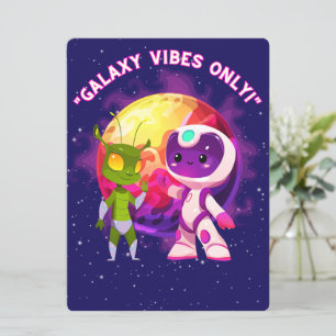 TARJETA FESTIVA ALIEN, UNIVERSO, ROCKETSHIP, PLANETA Y ASTRONAUTAS
