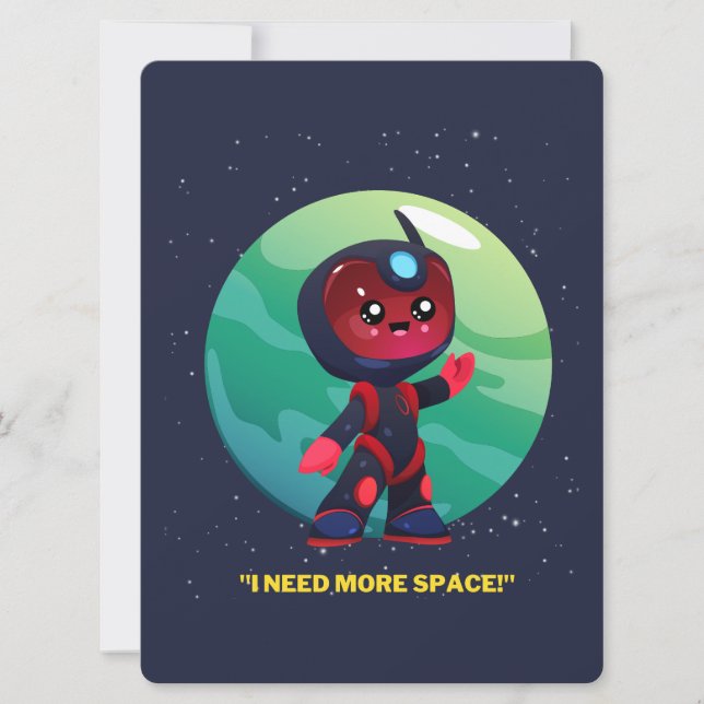 TARJETA FESTIVA ALIEN, UNIVERSO, ROCKETSHIP, PLANETA Y ASTRONAUTAS (Anverso)