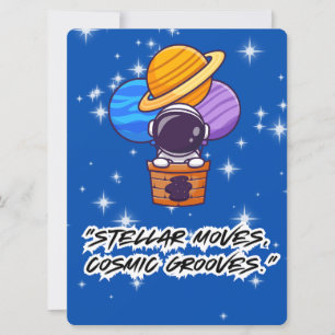 TARJETA FESTIVA ALIEN, UNIVERSO, ROCKETSHIP, PLANETA Y ASTRONAUTAS